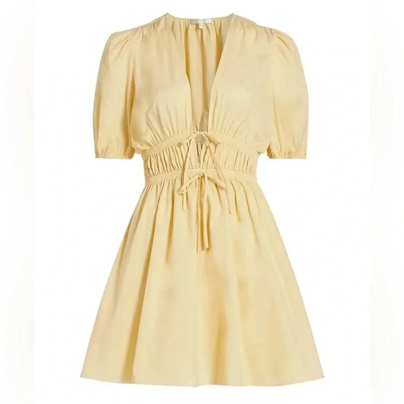 BNWT WAYF Yellow Cotton Mini Dress in Yellow Size XS - Picture 2 of 15